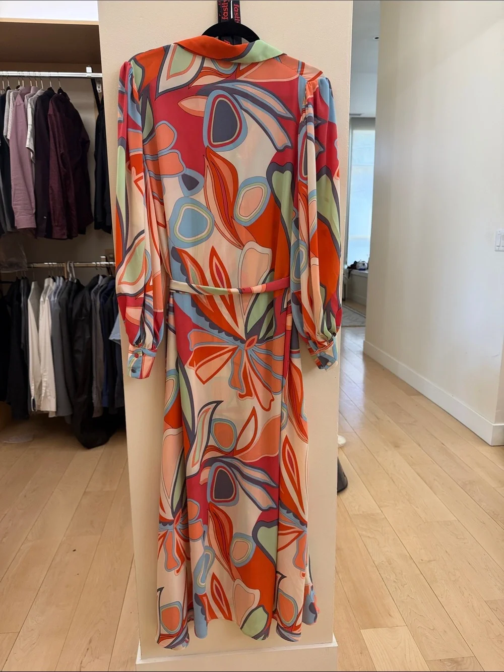 Alexis for Target Multicolor Abstract Print Maxi Shirt Dress - Red, Blue, Pink - Picture 4 of 4